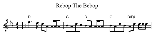 Rebop The Bebop - staff notation
