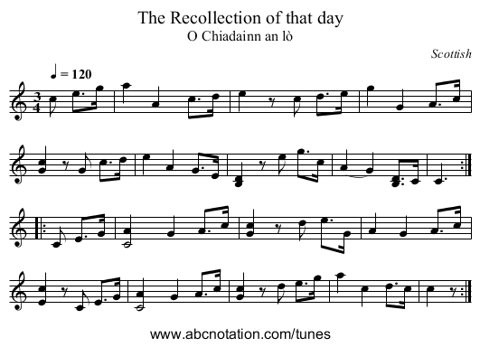 Recollection of that day, The - staff notation