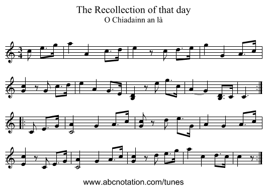 Recollection of that day, The - staff notation