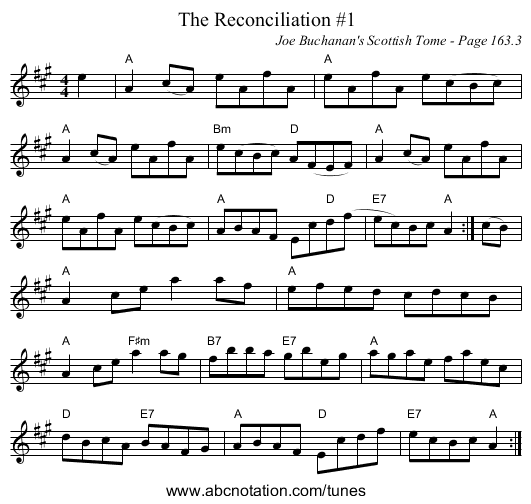 Reconciliation #1, The - staff notation
