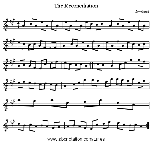 Reconciliation, The - staff notation