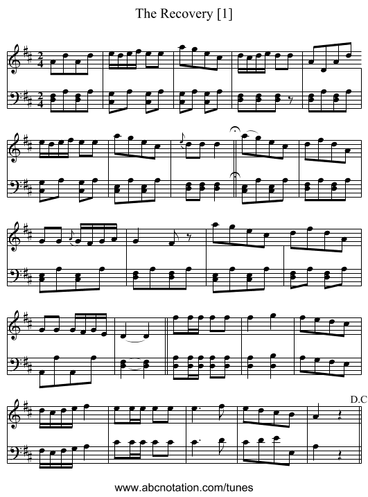 Recovery [1], The - staff notation