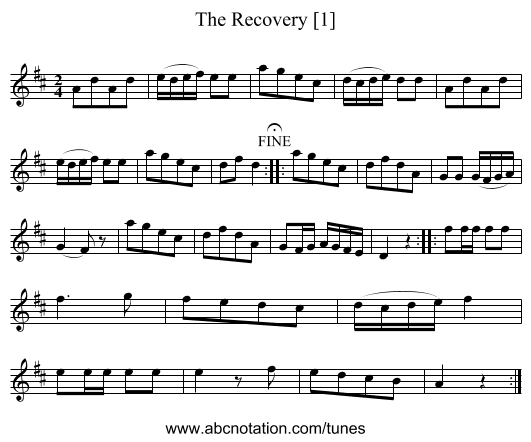 Recovery [1], The - staff notation