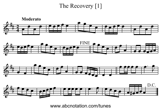 Recovery [1], The - staff notation