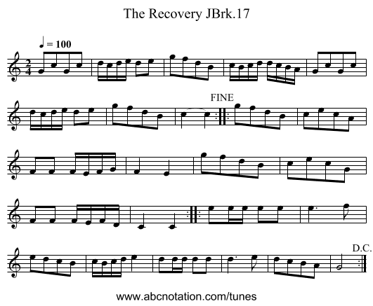 Recovery JBrk.17, The - staff notation