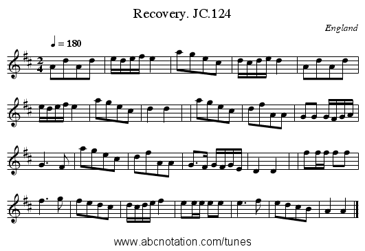 Recovery. JC.124 - staff notation