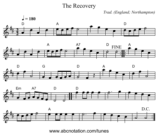 Recovery, The - staff notation