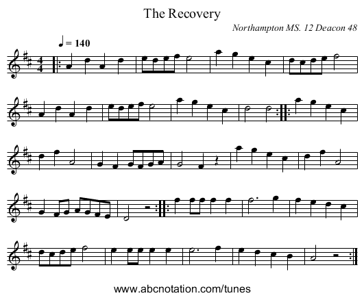 Recovery, The - staff notation