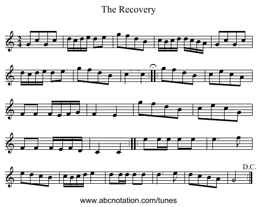 Recovery, The - staff notation