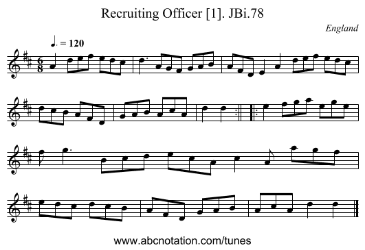 Recruiting Officer [1]. JBi.78 - staff notation