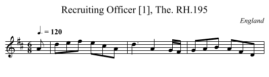 Recruiting Officer [1], The. RH.195 - staff notation