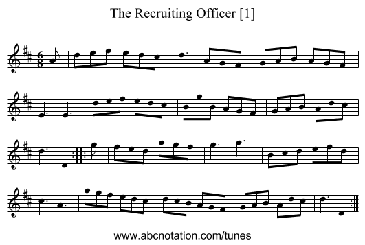 Recruiting Officer [1], The - staff notation