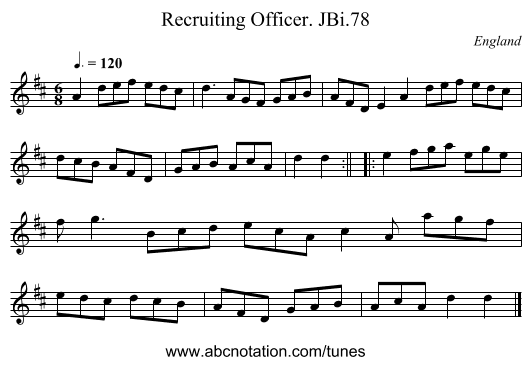 Recruiting Officer. JBi.78 - staff notation