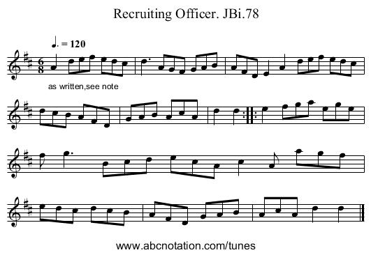 Recruiting Officer. JBi.78 - staff notation