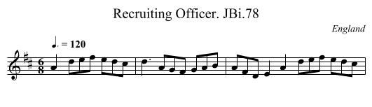 Recruiting Officer. JBi.78 - staff notation
