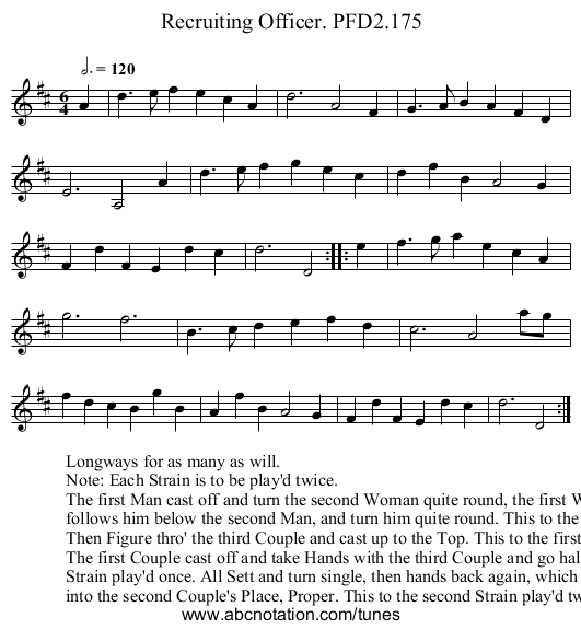 Recruiting Officer. PFD2.175 - staff notation