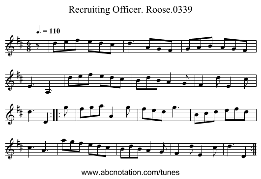 Recruiting Officer. Roose.0339 - staff notation