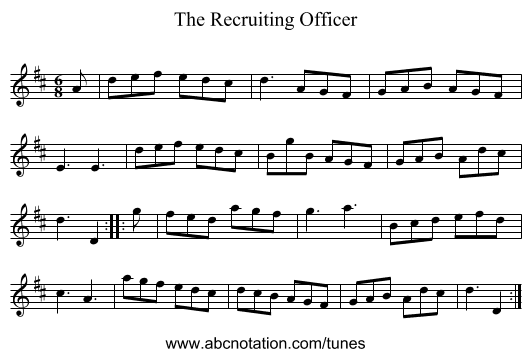 Recruiting Officer, The - staff notation