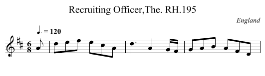 Recruiting Officer,The. RH.195 - staff notation