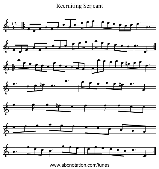 Recruiting Serjeant - staff notation