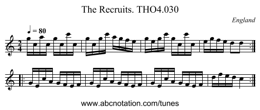 Recruits. THO4.030, The - staff notation