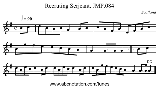 Recruting Serjeant. JMP.084 - staff notation
