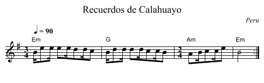 Recuerdos de Calahuayo - staff notation