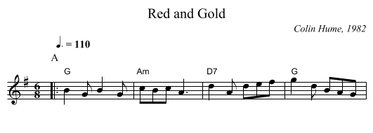 Red and Gold - staff notation