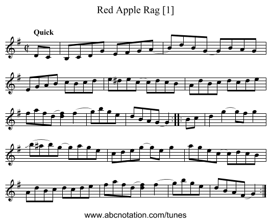Red Apple Rag [1] - staff notation