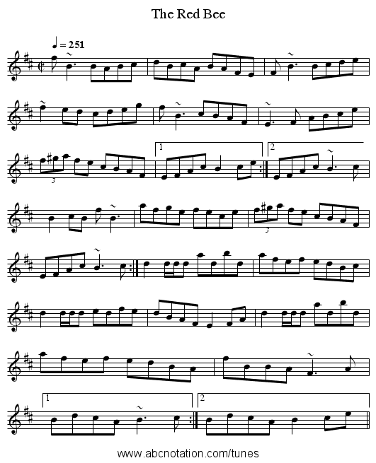 Red Bee, The - staff notation