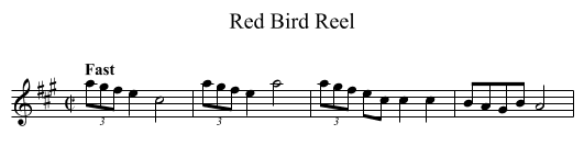 Red Bird Reel - staff notation