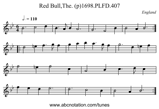 Red Bull,The. (p)1698.PLFD.407 - staff notation