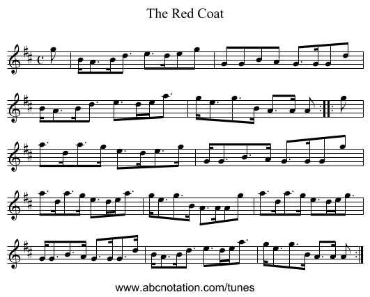 Red Coat, The - staff notation