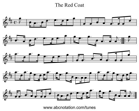 Red Coat, The - staff notation