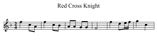 Red Cross Knight - staff notation