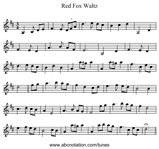 Red Fox Waltz - staff notation