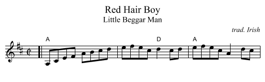 Red Hair Boy - staff notation