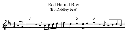 Red Haired Boy - staff notation