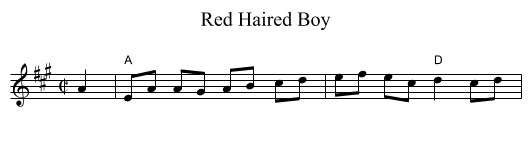 Red Haired Boy - staff notation