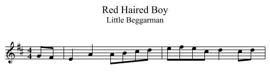 Red Haired Boy - staff notation