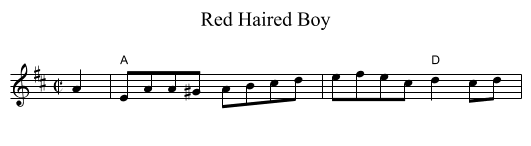 Red Haired Boy - staff notation