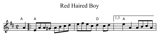 Red Haired Boy - staff notation