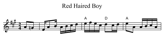 Red Haired Boy - staff notation