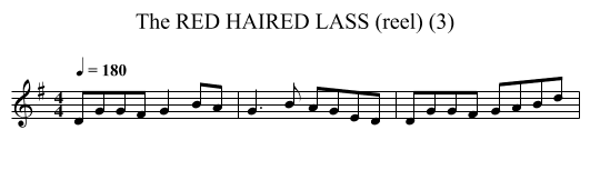 RED HAIRED LASS (reel) (3), The - staff notation