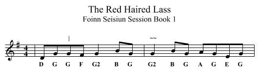 Red Haired Lass, The - staff notation