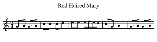 Red Haired Mary - staff notation