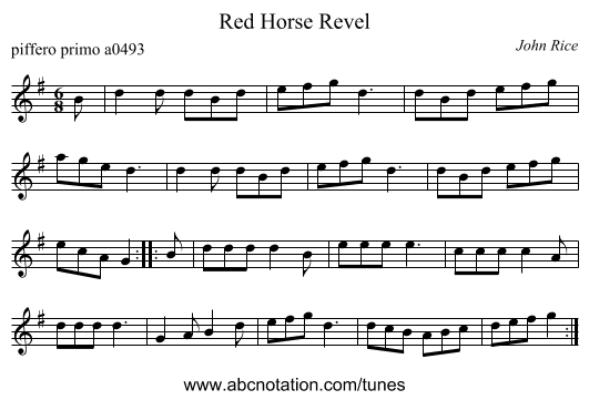 Red Horse Revel - staff notation