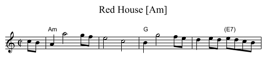 Red House [Am] - staff notation