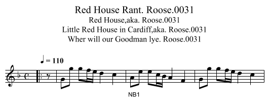 Red House Rant. Roose.0031 - staff notation