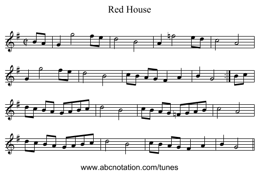 Red House - staff notation
